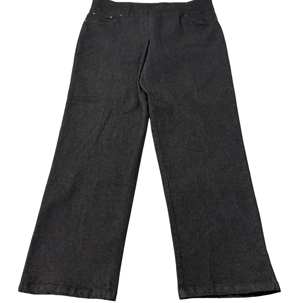 Ruby Rd Womens Pull On Straight Leg Denim Pants Black Size 12 NWT Casual